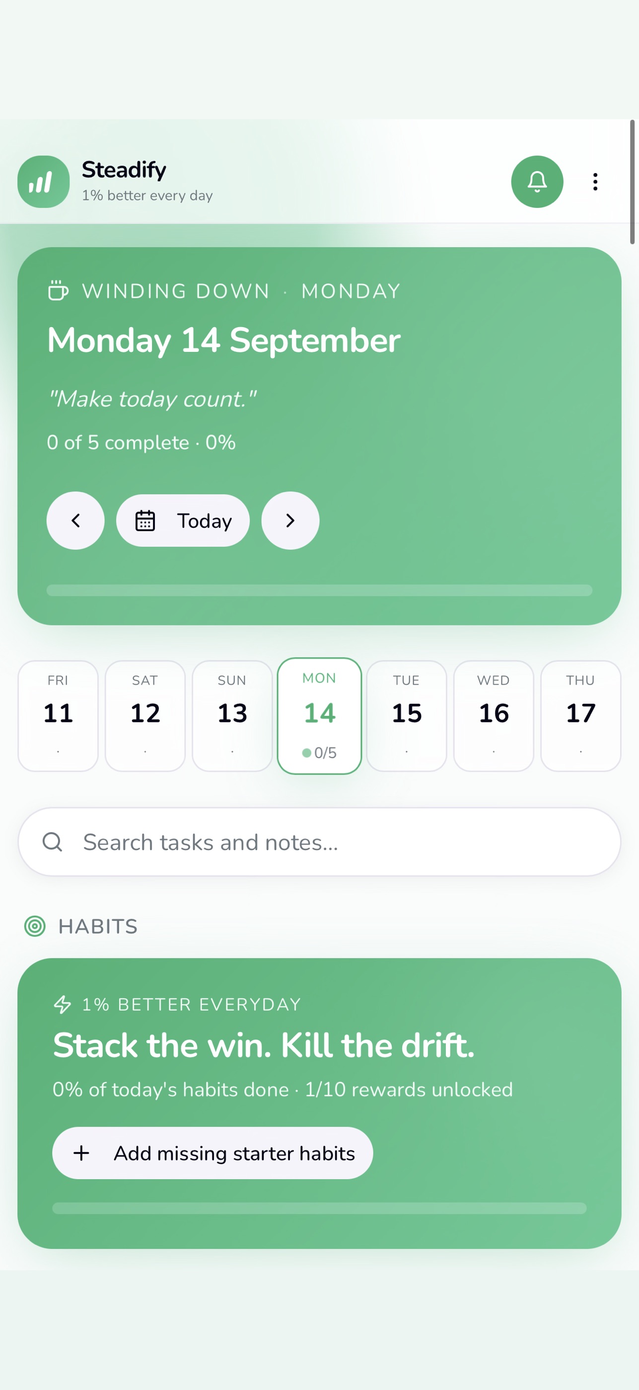 Screenshot 1 of Steadify: Daily Tasks & Habits