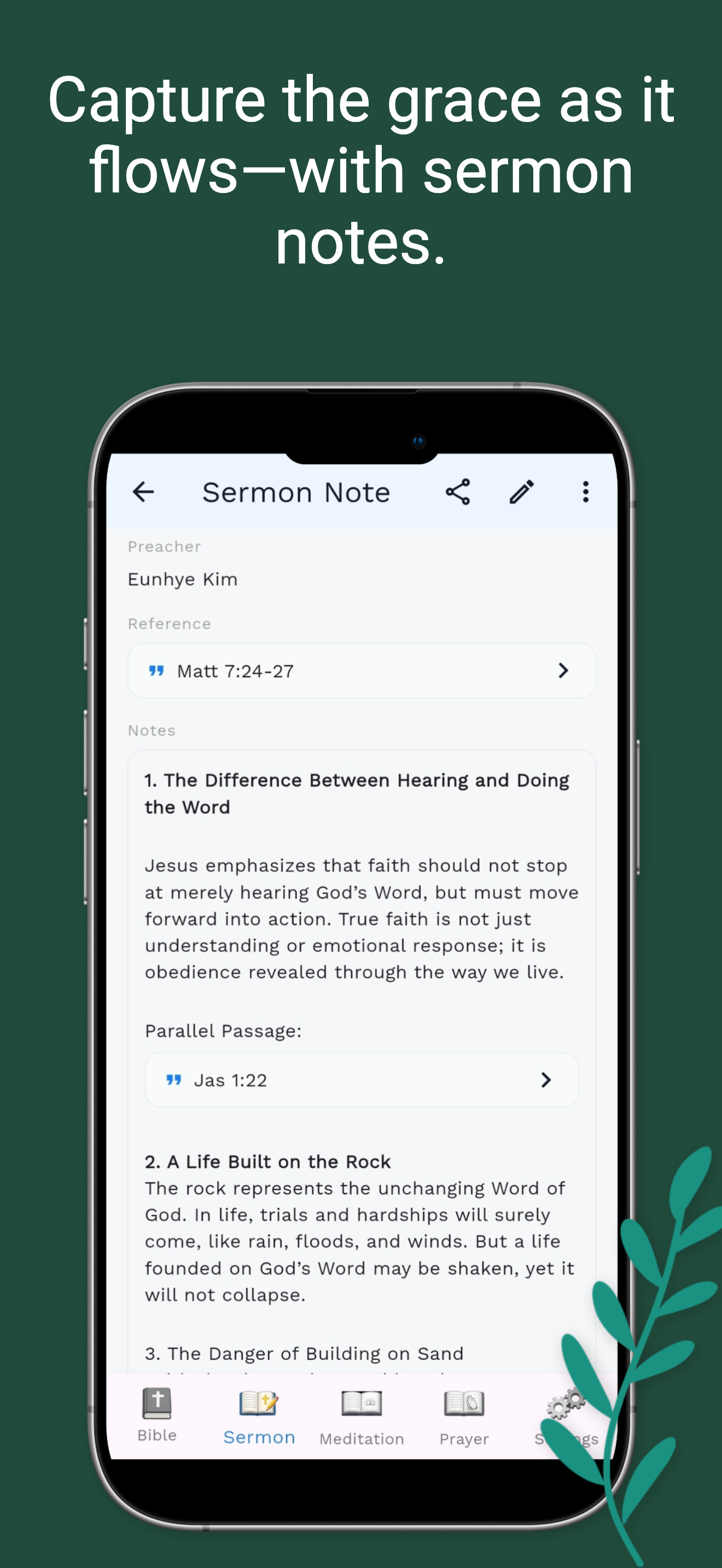Bible Note - Sermon & Prayer