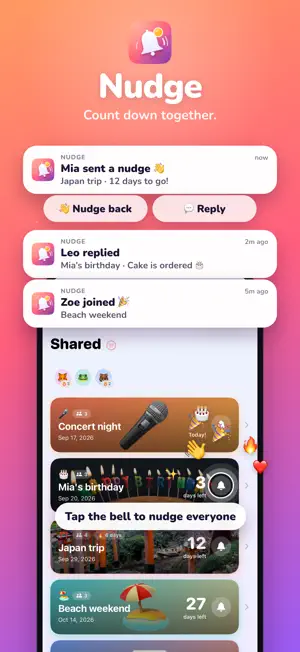 Nudge: Countdown with Friends screenshot 1