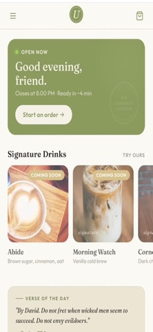 Uncommon Coffee Co iPhone screenshot