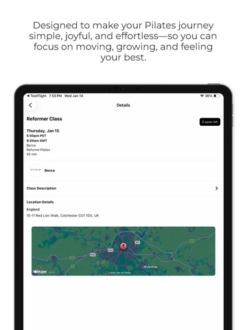 Reformd Pilates Studio iPad screenshot