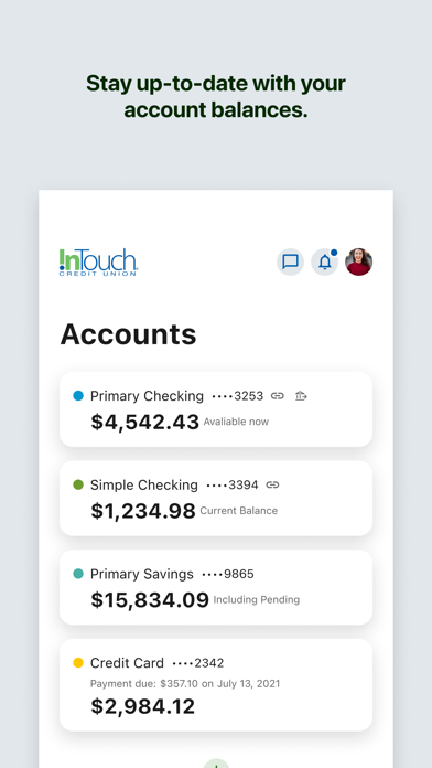 InTouch CU Mobile iPhone screenshot 2 - Finance app