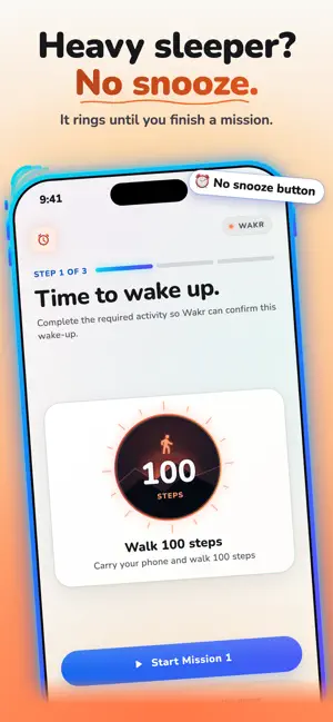 Wakr: Mission Alarm, No Snooze screenshot 1