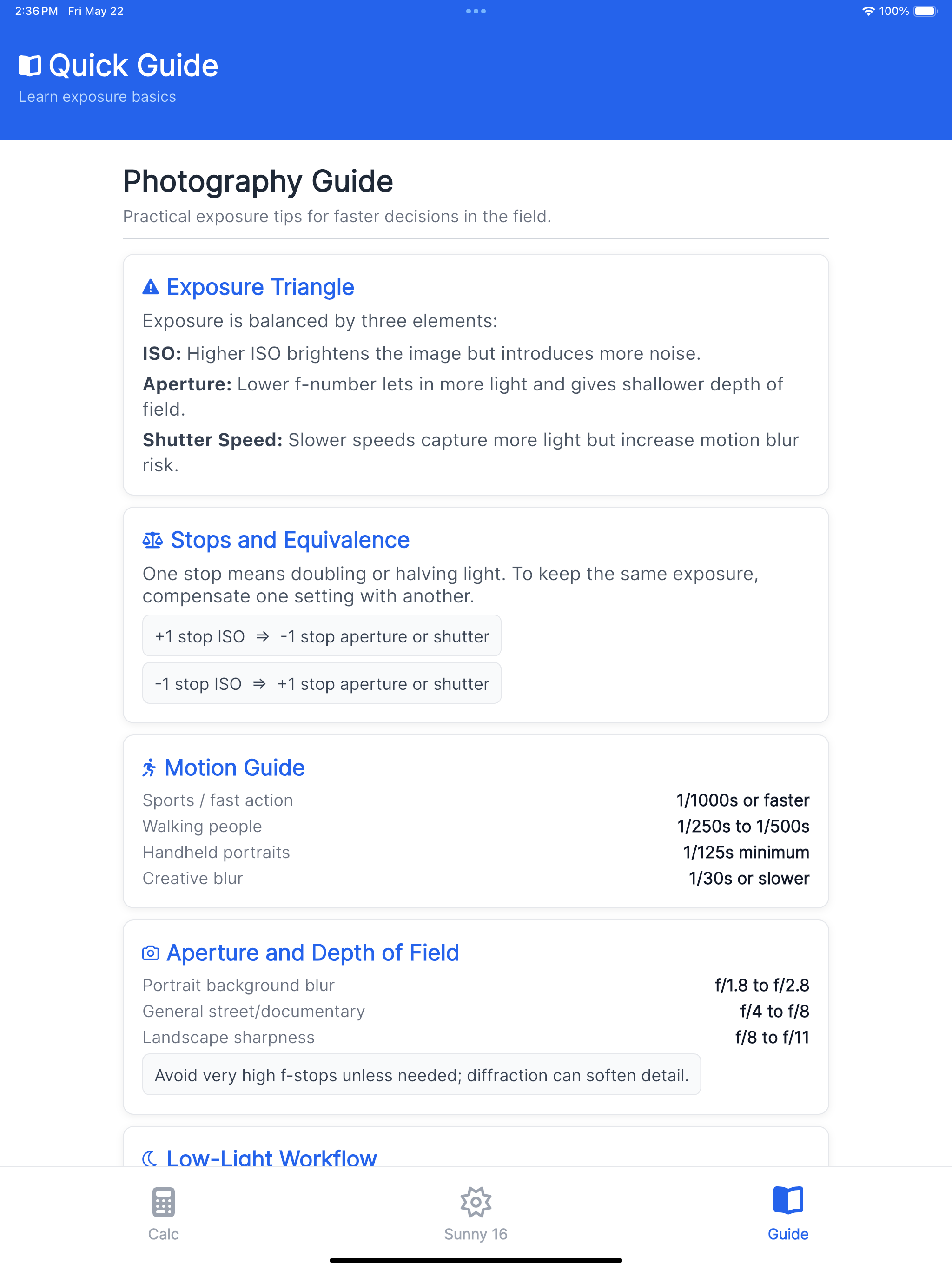 Camera Exposure Calculator Pro screenshot 9