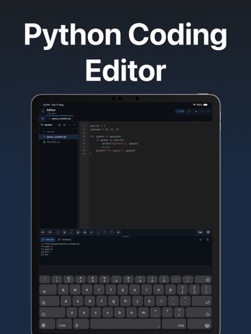 Python Coding Editor iPad screenshot 1