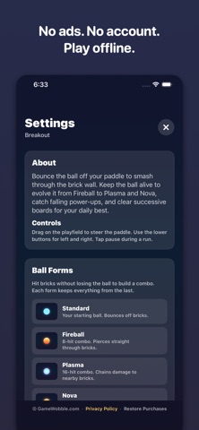 Breakout - GameWobble iPhone screenshot