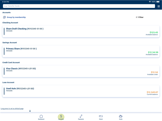 Fidelis Mobile Bank App iPad screenshot