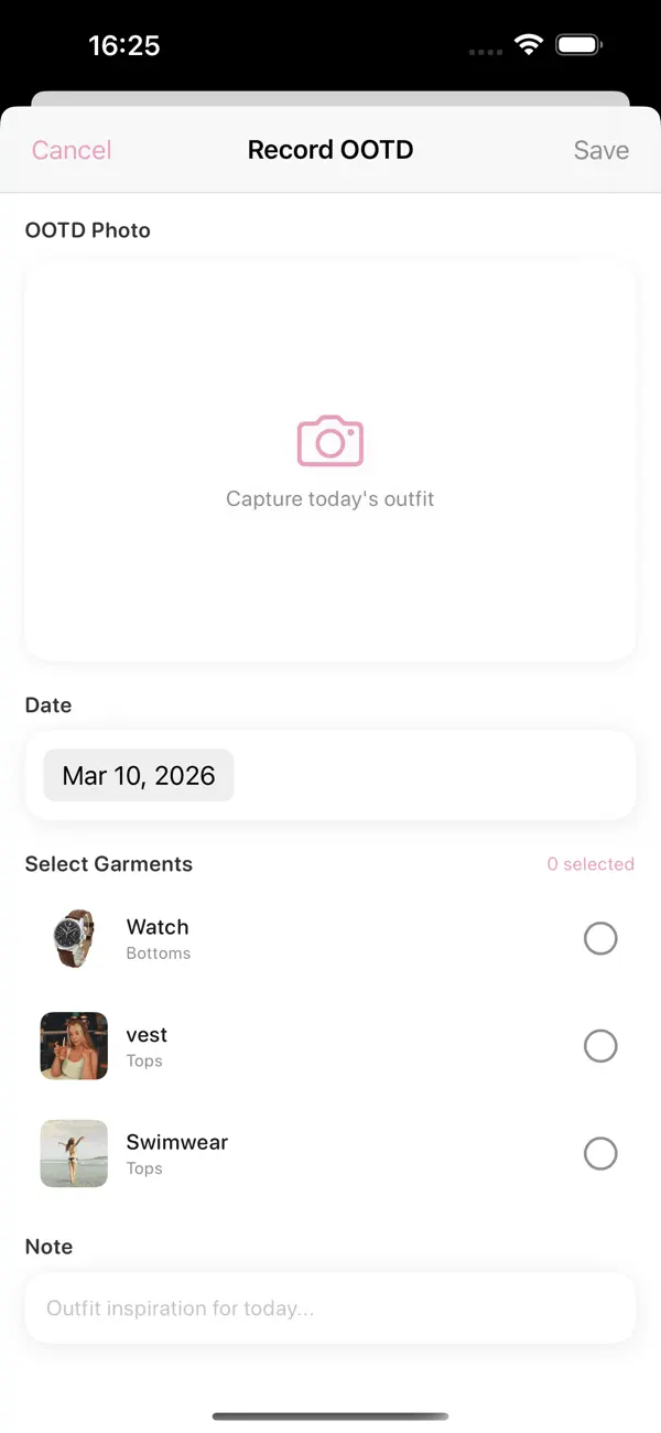 #3. OOTDTracker (iOS) بواسطة: MARJATTA NIEMINEN