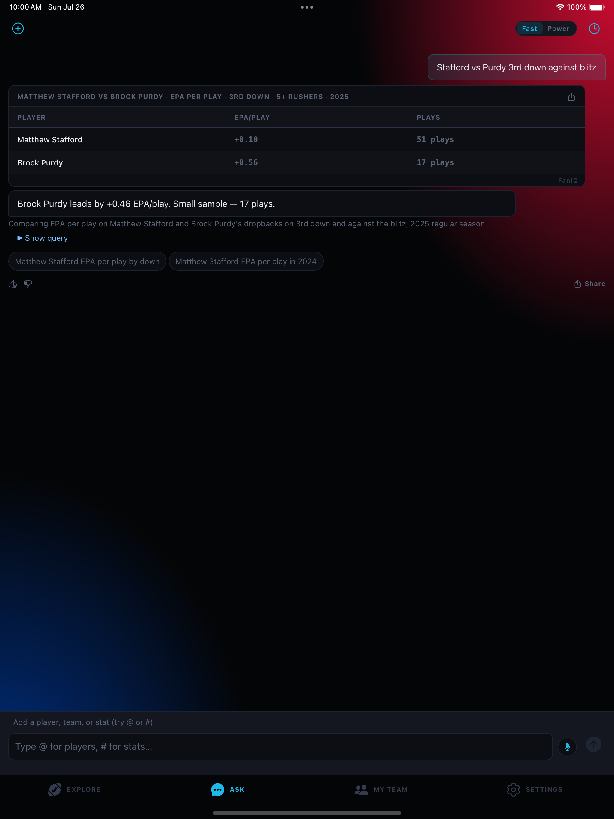 FanIQ: Fantasy Football Stats screenshot 16