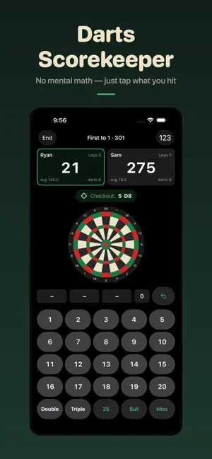 Darts Scorekeeper: Bullseye screenshot 1