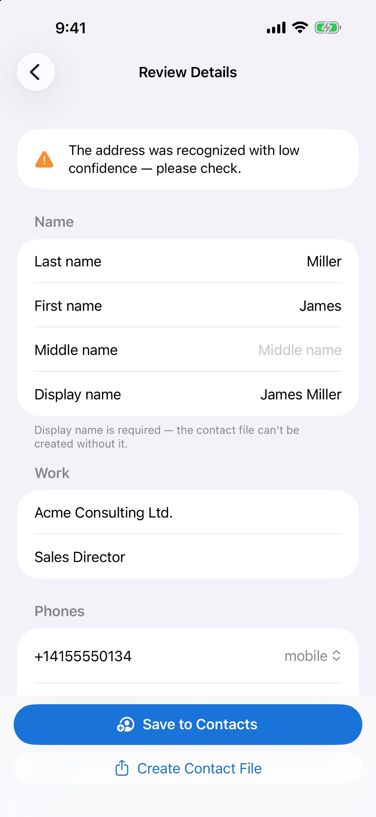 Screenshot 2 of BC2C: Business Card Scanner