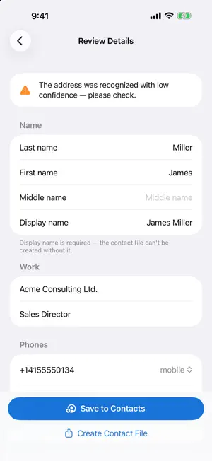 BC2C: Business Card Scanner screenshot 2