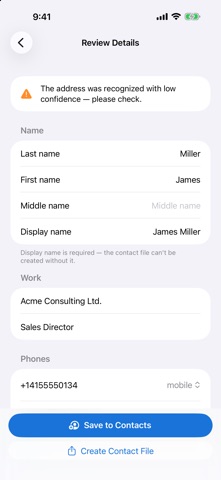 BC2C: Business Card Scanner Screenshot 2 of 3