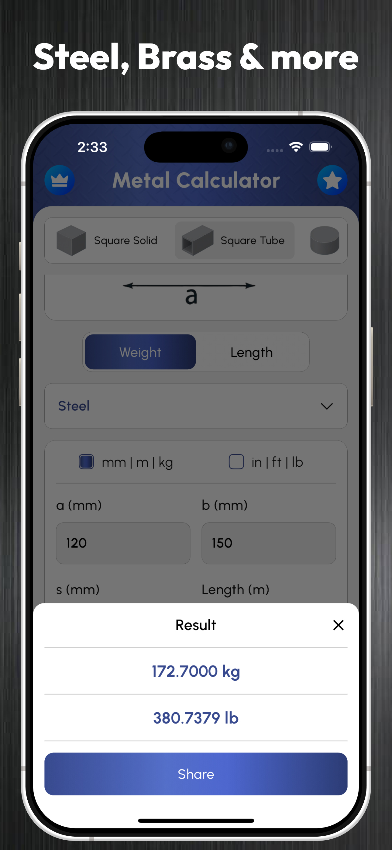 Steel Weight Toolbox screenshot 3