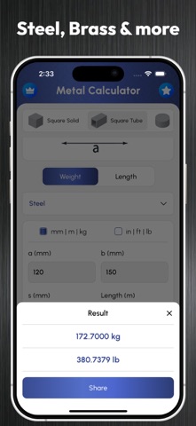 Steel Weight Toolbox iPhone screenshot