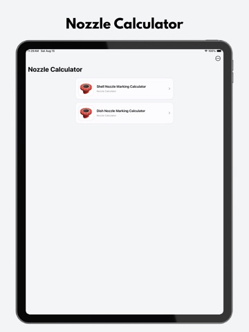Nozzle Calculator Pro iPad screenshot
