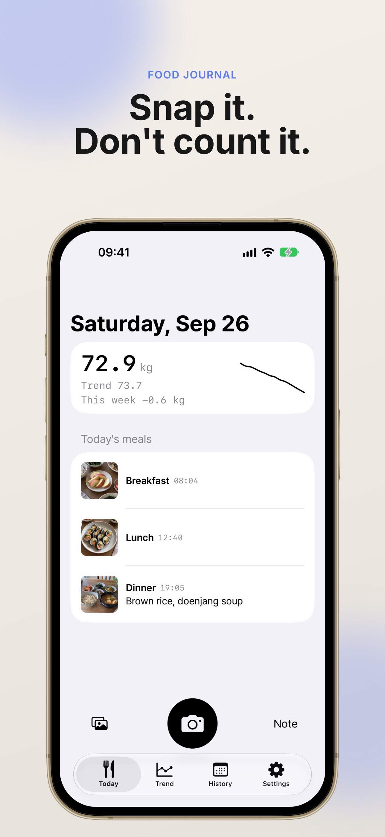 Screenshot 1 of Ate: Food Photo & Weight Log