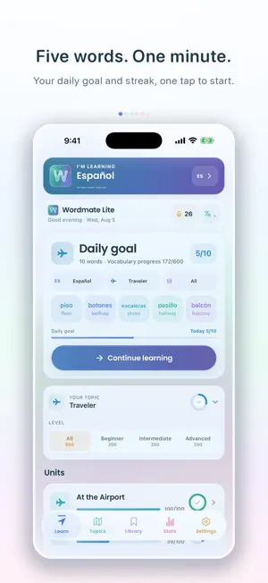 Wordmate Lite: Vocabulary screenshot 1