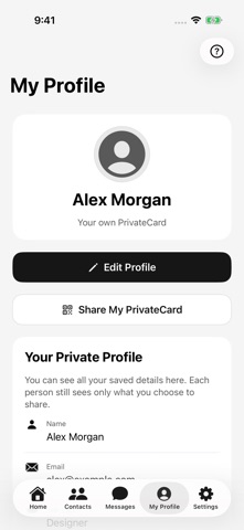 PrivateCard: Private Sharing screenshot 1