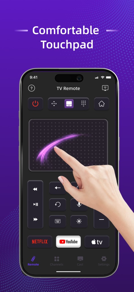 TV Remote - Universal Pro - Profitez d'un contrôle précis grâce au pavé tactile intégré, où un simple geste du doigt permet une navigation fluide et intuitive à travers l'interface de votre Smart TV.