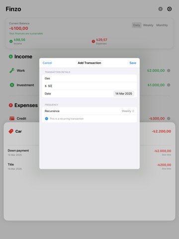 Finzo - Finance Tracker iPad screenshot