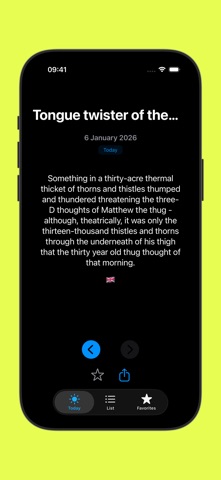 Tongue twisters of the day app screenshot