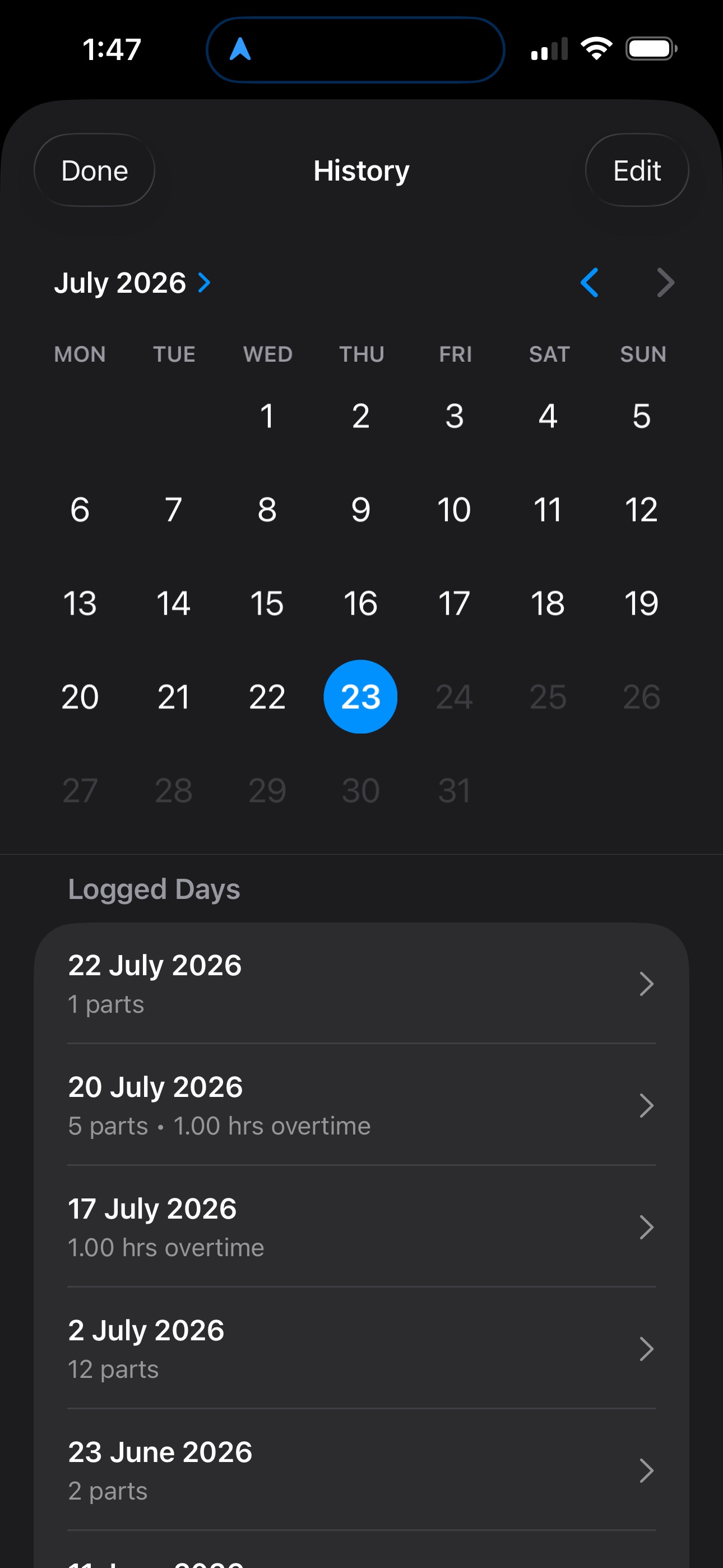 Screenshot 2 of Parts Tracker