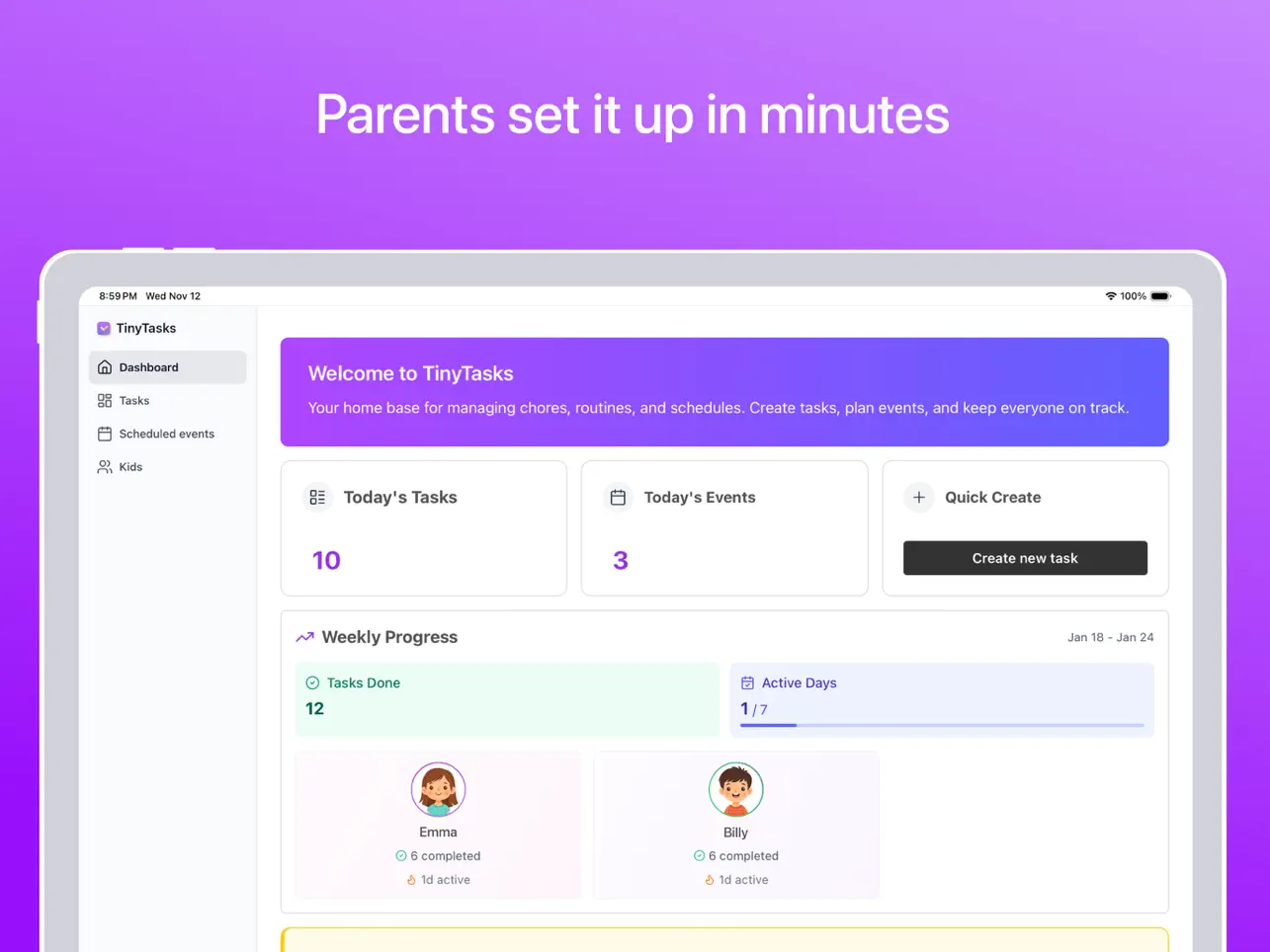 #3. TinyTasks Chore Tracker (iOS) Ved: Travis Amaral