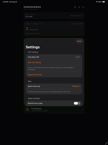 Chronogram: Anagram Trainer iPad screenshot