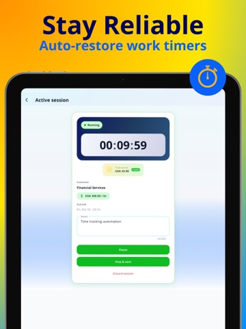 Freelance Timer: Invoice Maker iPad screenshot