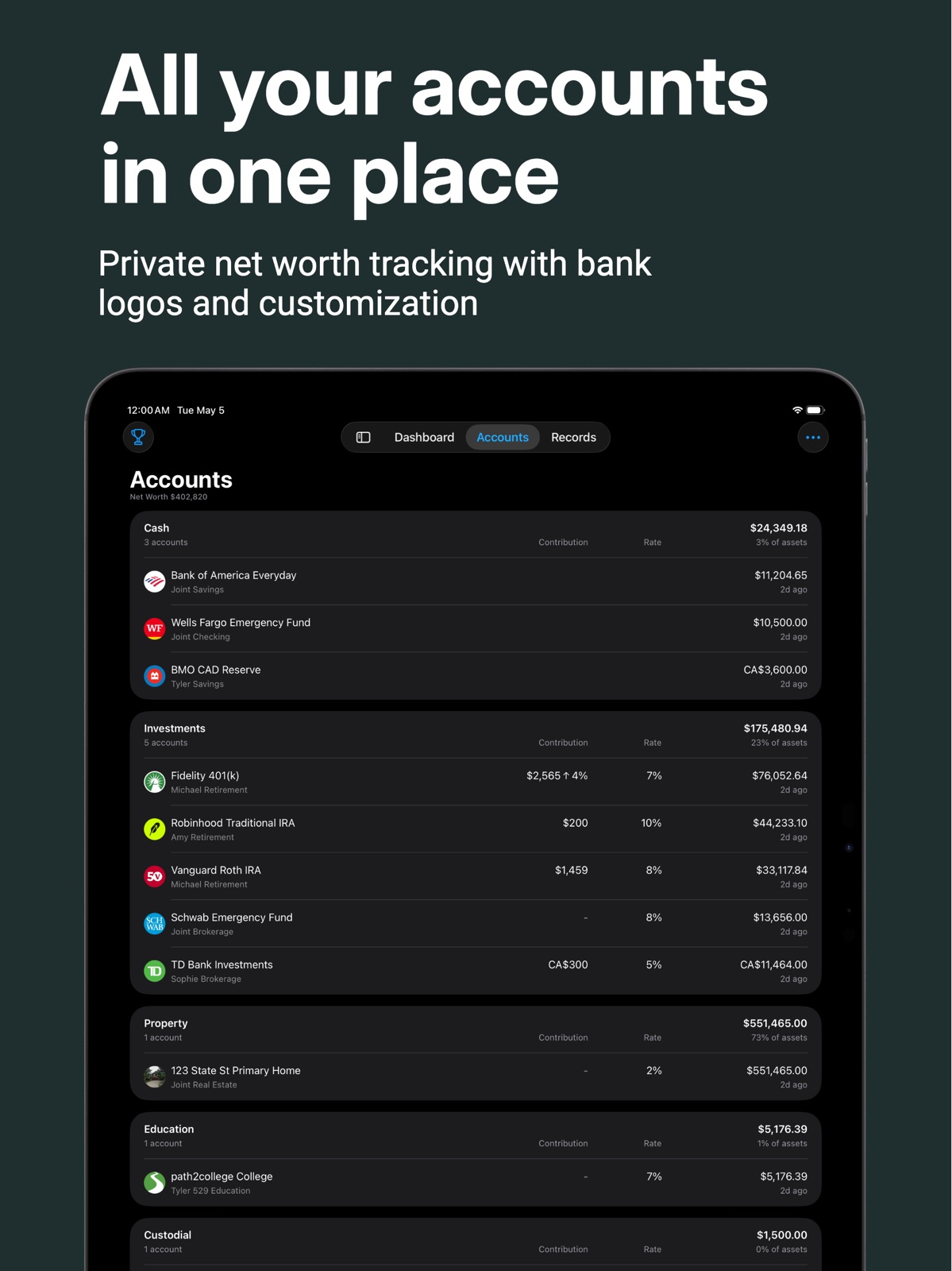 WealthTrunk: Net Worth Tracker ipad screenshot 2