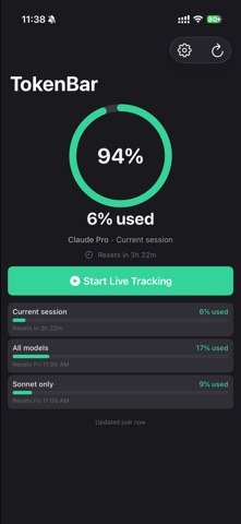TokenBar Mobile Screenshot 2 of 3
