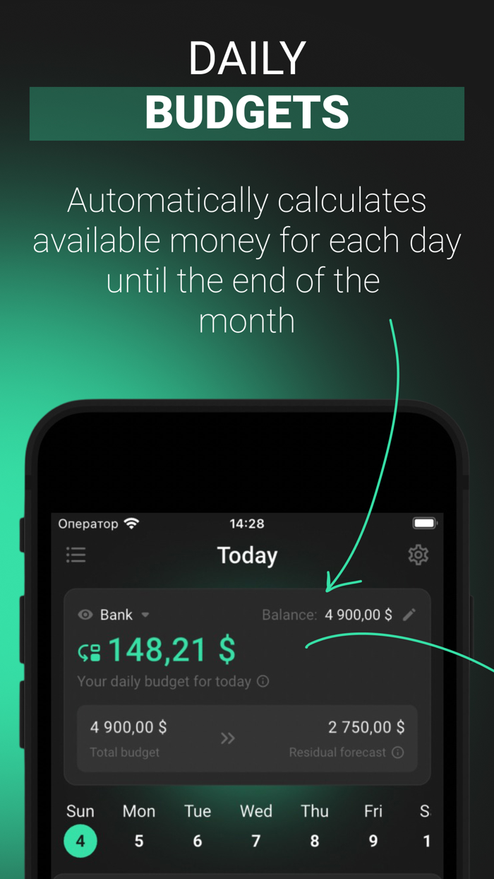 Monety Daily budget planner