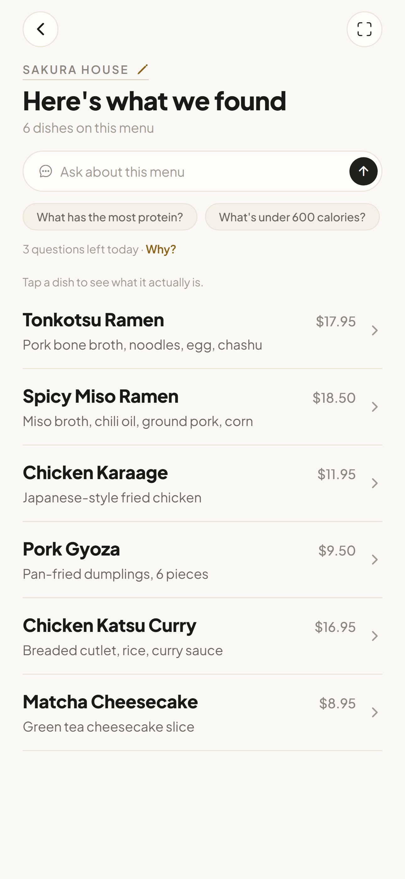 Screenshot 2 of Luma: Menu Scanner