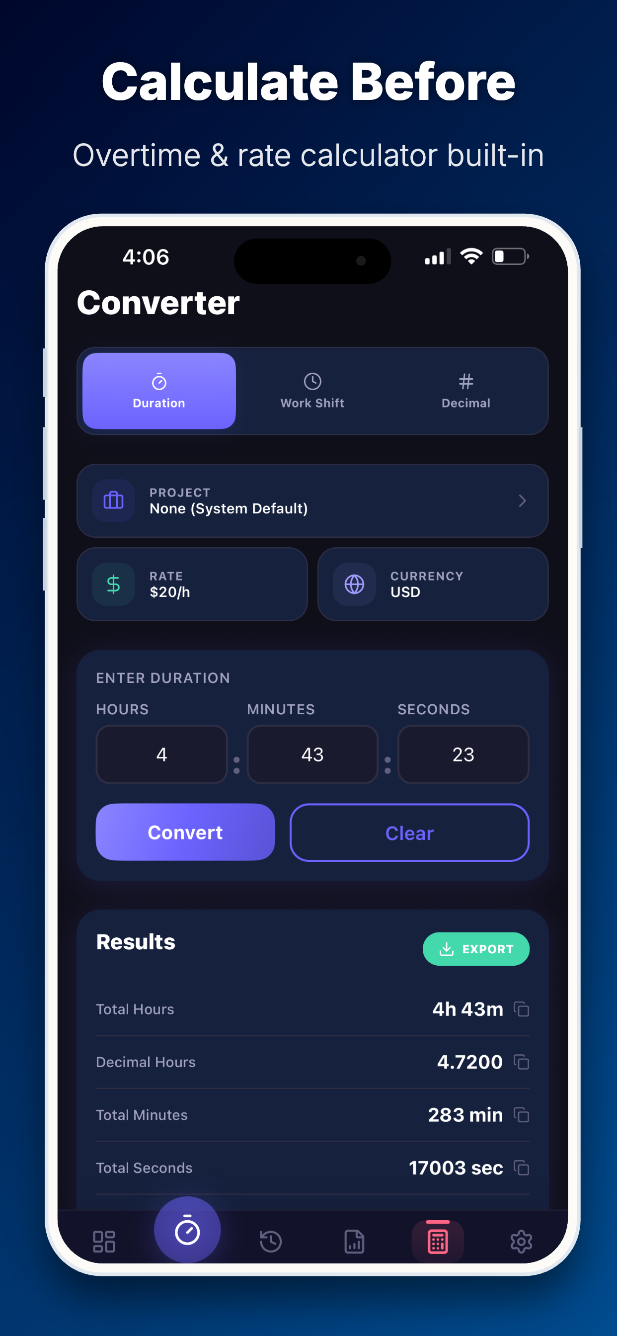 WorkTrak : Hours Tracker