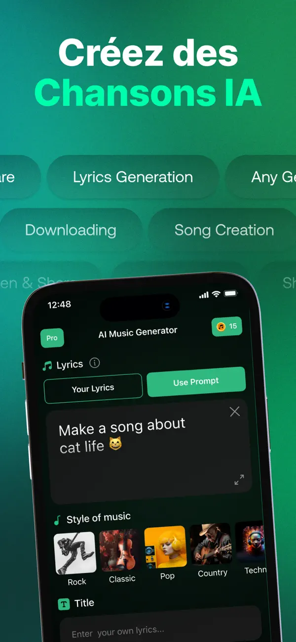 Screenshot #1 pour AI Song: IA Musique Générateur