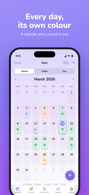 Mori: Journal & Mood Calendar screenshot 1