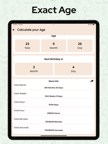 Age Calculator / Date of Birth iPad screenshot