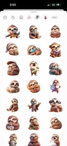 Zzz Sloth Stickers iPhone screenshot