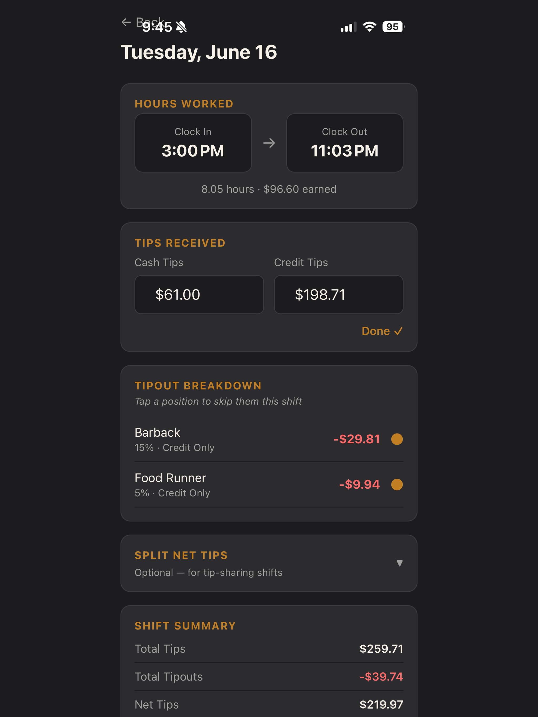 TipTrackr: FoH Tip Tracking screenshot 10