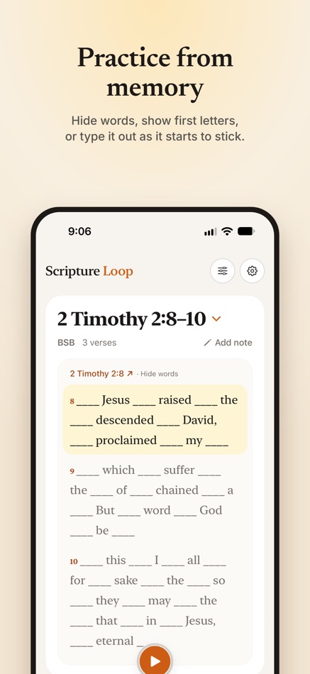 #2. Scripture Loop (iOS) Προγραμματιστής: Matthew Hatchett