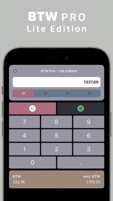 Screenshot 1 of BTW Calculator Pro Lite App