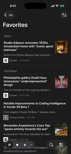 Capture d'écran de Lire: RSS Reader sur iPhone 4