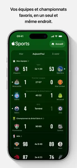Capture d'écran de Apple Sports sur iPhone 2
