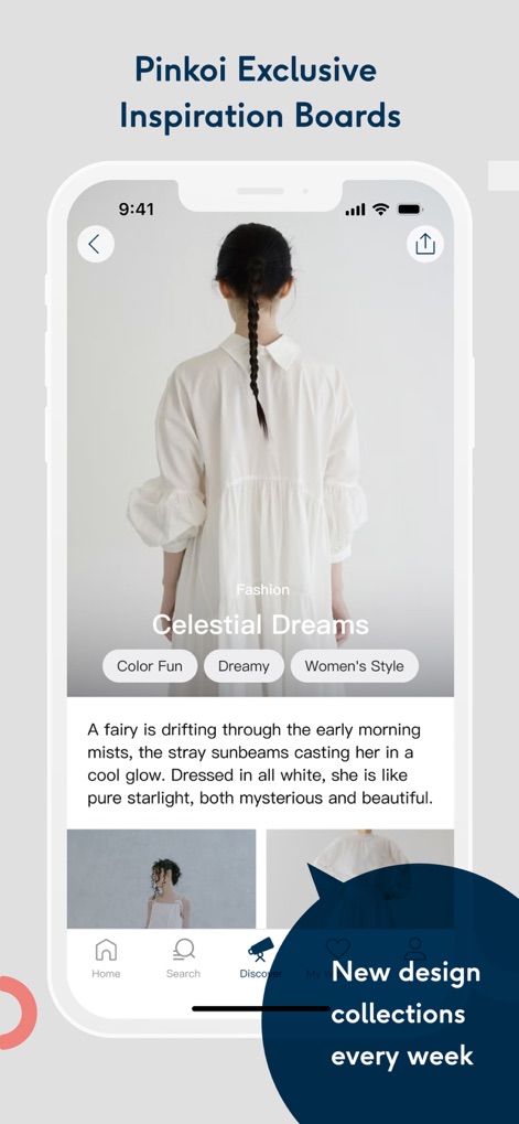 Pinkoi - The app provides "Pinkoi Exclusive Inspiration Boards" featuring detailed product stories, ensuring users discover "New design collections every week."
