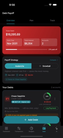 Finmate: Budget & Debt Tracker iPhone screenshot