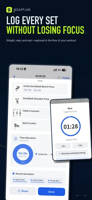 Sculpt Log:Gym Workout Tracker screenshot 3