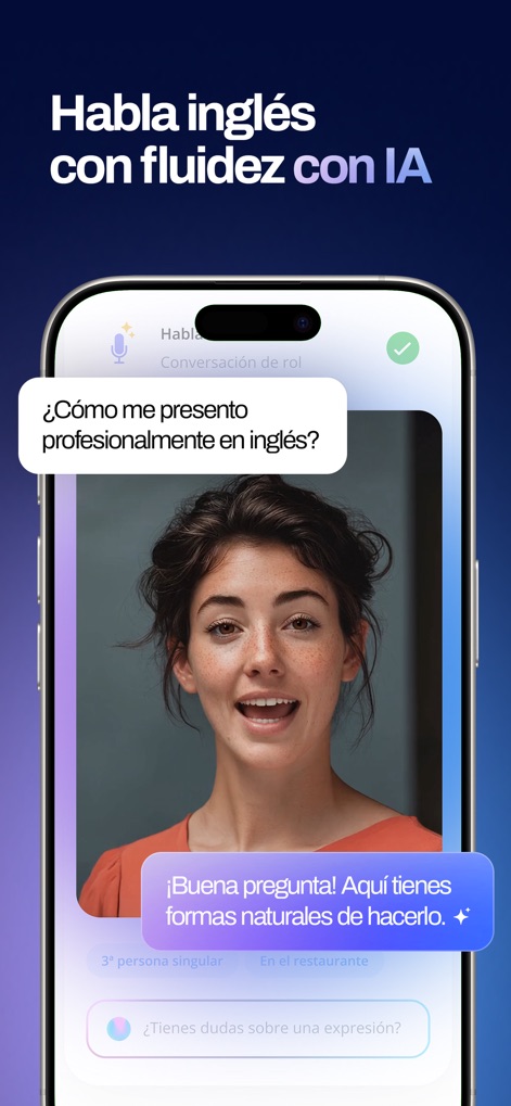 Master English - See how the app facilitates AI-driven role-playing scenarios and provides contextual responses for professional communication challenges.