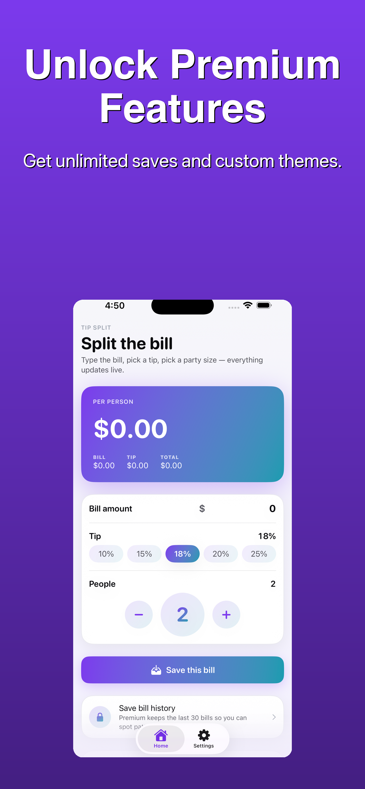 Tip Splitter Bill Calc screenshot 3