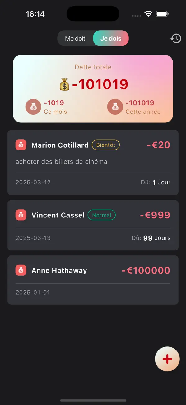 Screenshot #2 pour Debt Buddy - Suivi de dettes